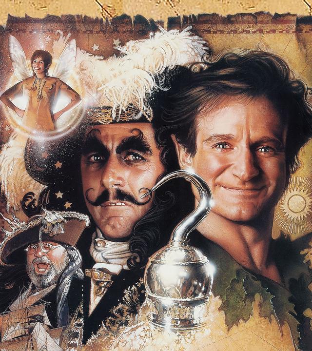 Plakatmotiv zu "Hook" mit Dustin Hoffman und Robin Williams.