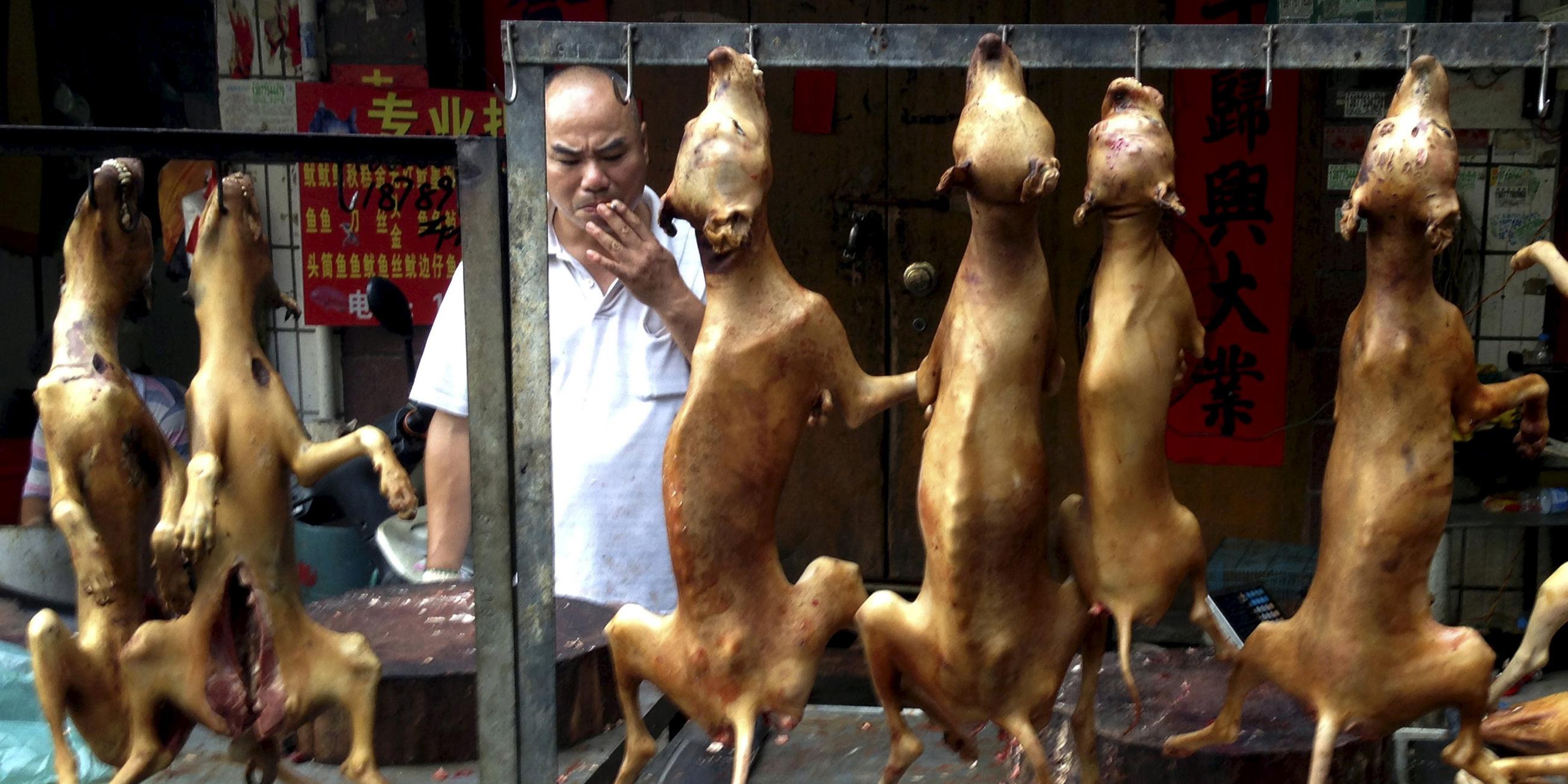 Verkauf von Hundefleisch in Yulin, China