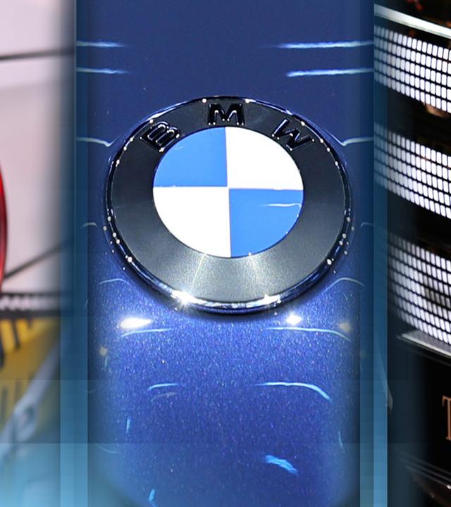 Die Logos der deutschen Autobauer VW, BMW und Mercedes.