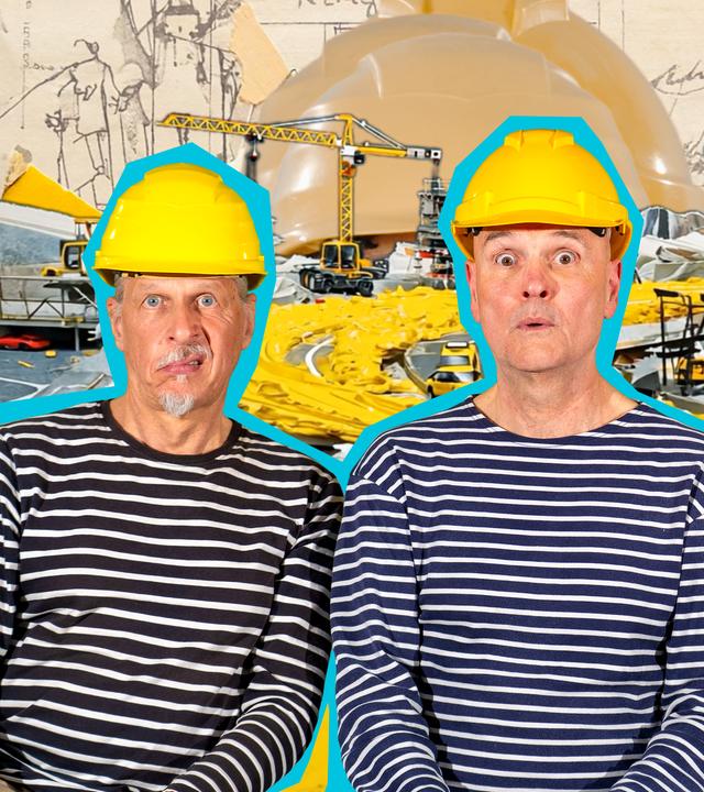 Mit Schaufel, Zement und Kelle bauen die Blindfische in ihrem Song ein buntes Bild von der Baustelle.