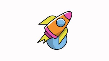 Personalmerketing Icon für Entwicklungsmöglichkeiten im ZDF: eine frabenfrohe stilisierte Rakete, die nach oben fliegt