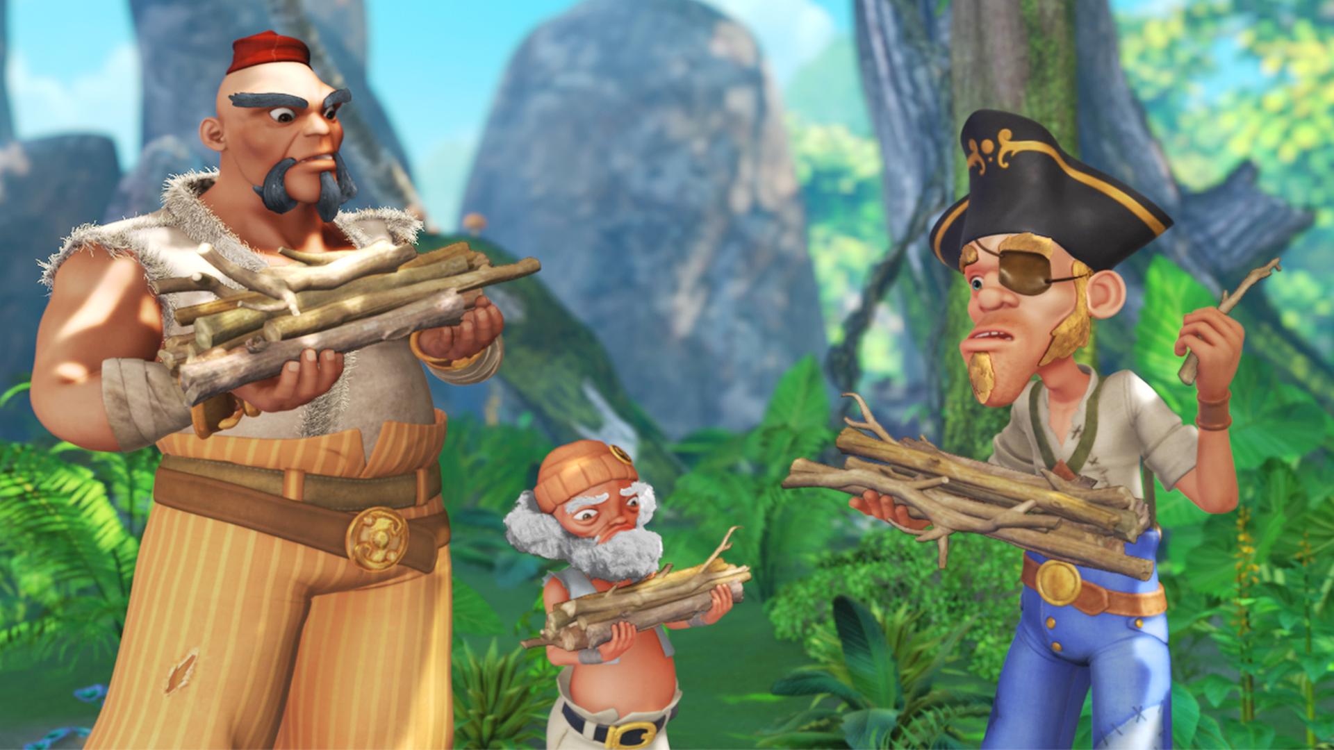 Die Piraten von Hook müssen Holz sammeln.