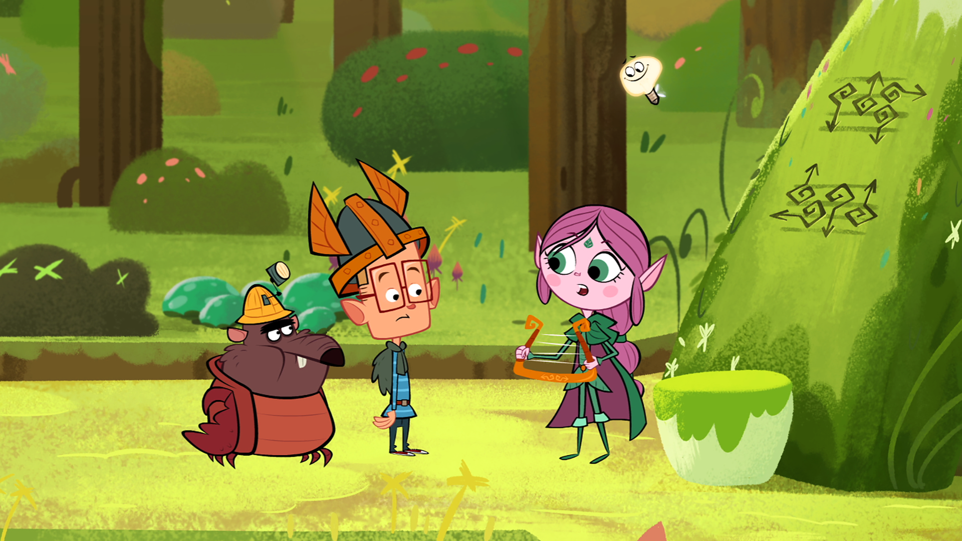 Ratrick, Vipkrad und Ephi sind auf dem Weg zum König der Elfen. Die drei halten im Wald bei einem grünen Stein mit Notenschlüsseln. Ephi hält Vipkrad eine heilige Harfe hin, auf der er die Hymne der Elfen spielen soll, damit der Stein ihnen den Weg zum Elfenkönig weist.