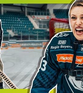 Halte einen Eishockey-Schuss vom Profi des ERC Ingolstadt