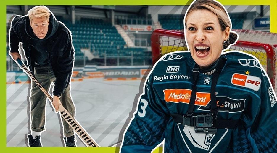 Halte einen Eishockey-Schuss vom Profi des ERC Ingolstadt