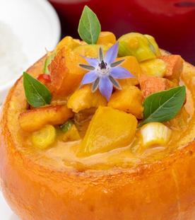 Kürbiscurry mit Hähnchen und Basmatireis