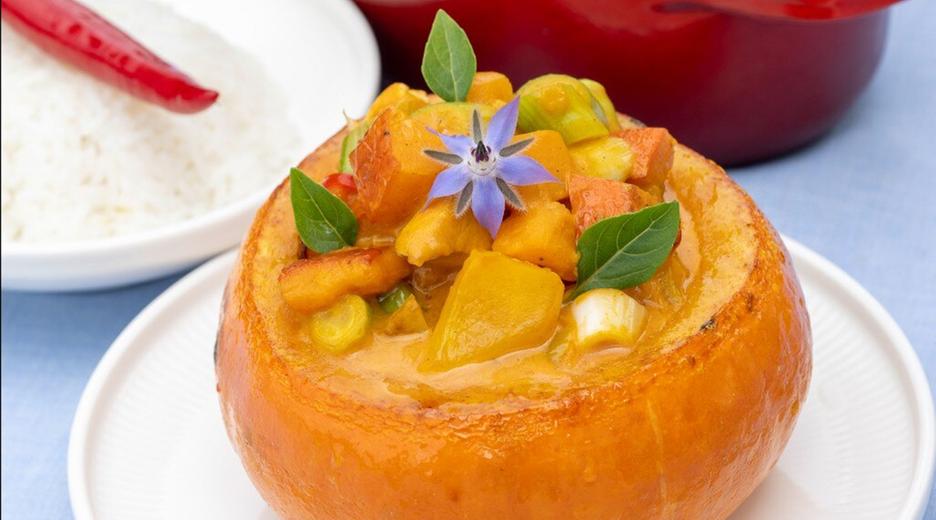 Kürbiscurry mit Hähnchen und Basmatireis