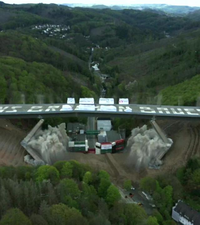Lokalzeit EXTRA: Sprengung auf der A45 - Rahmedetalbrücke in Lüdenscheid fällt