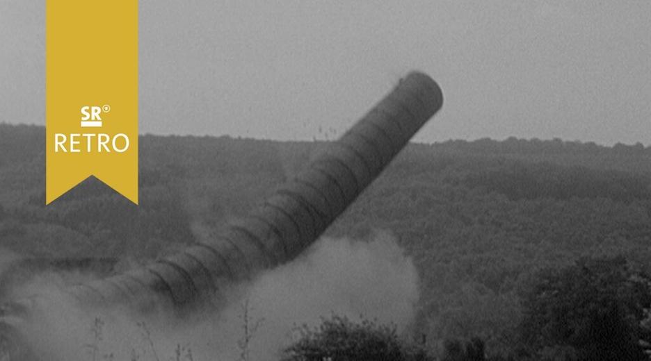 Sprengung dreier Schornsteine, Kamine der Kokerei in Sulzbach-Altenwald