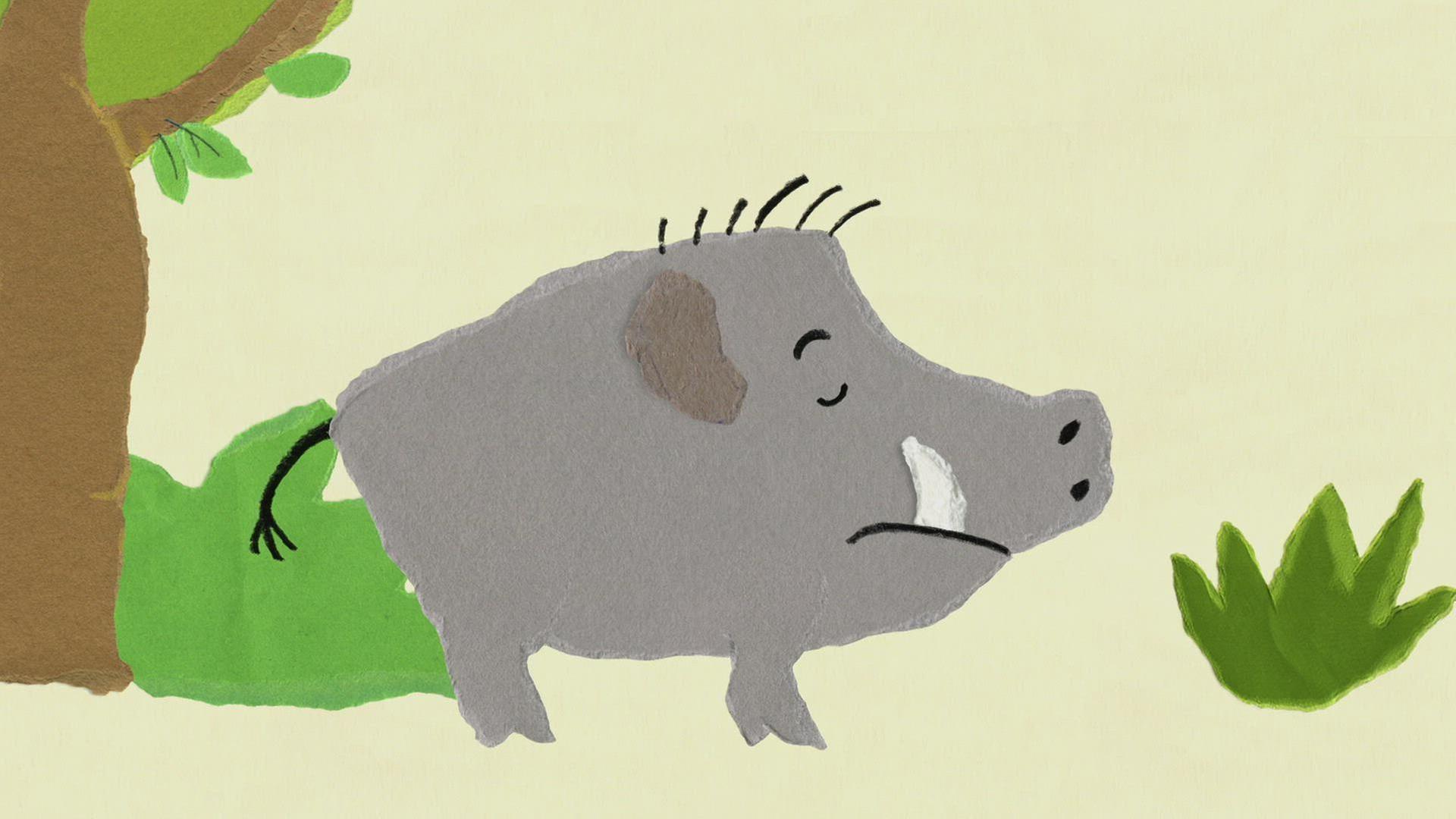 Das Wildschwein spielt Schnauzball