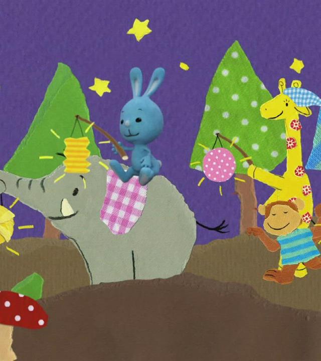 Der kleine Stern leuchtet Kikaninchen den Weg