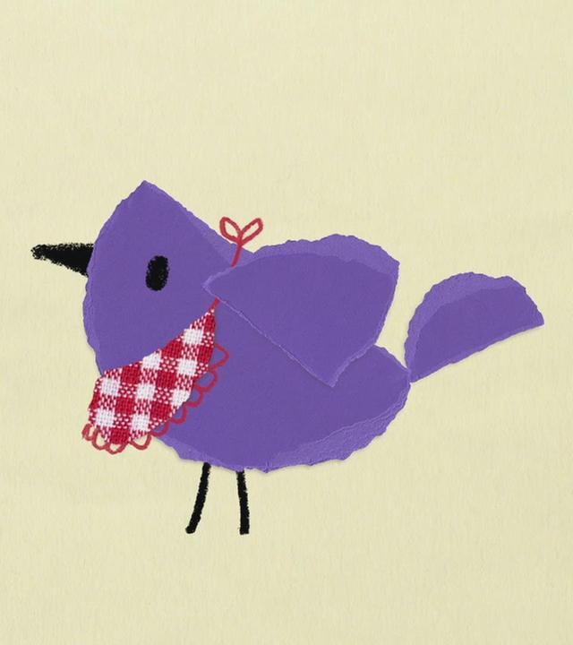 Der Vogel frisst Kaugummis