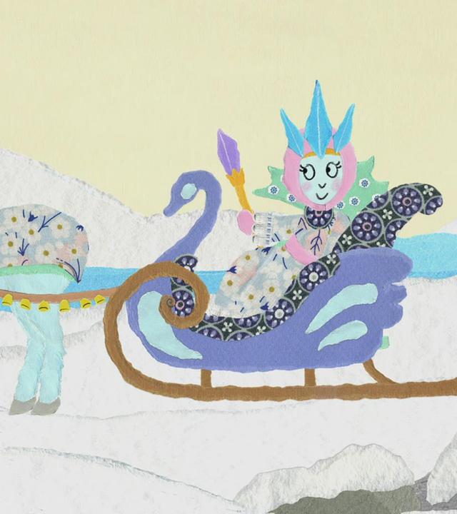 Die Schneekönigin serviert einen Schneemann