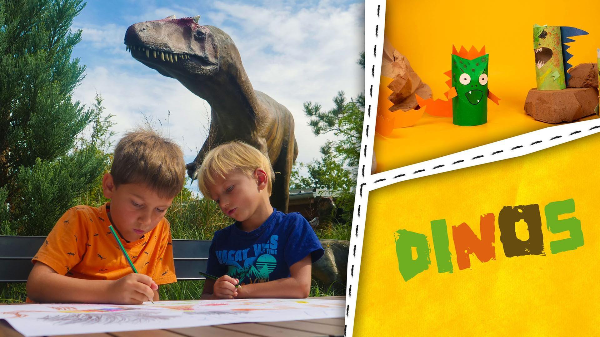 Dinos, Dinomuseum und Vulkanausbruch - wir basteln und malen