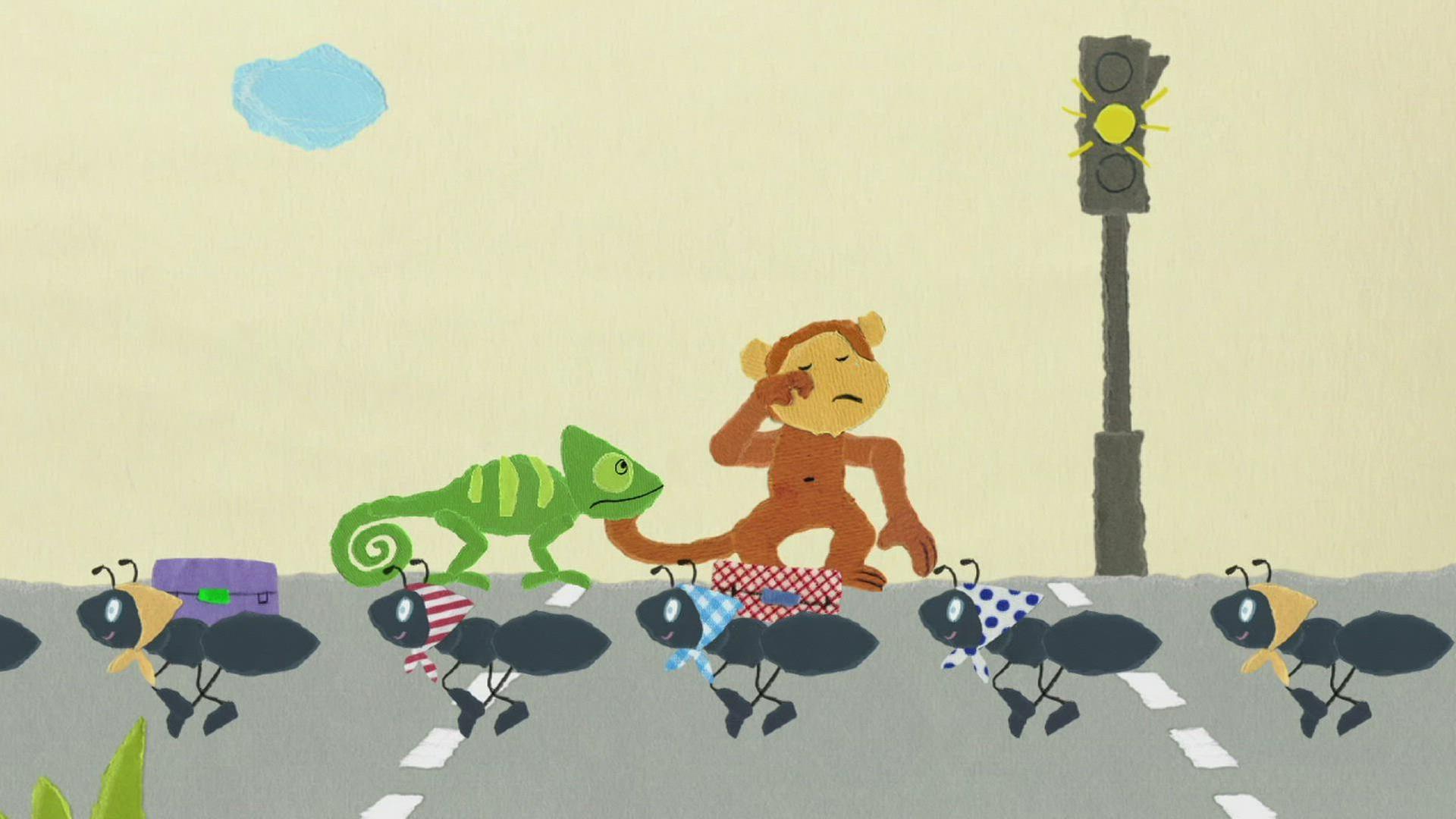 Ein Chamäleon als Ampel