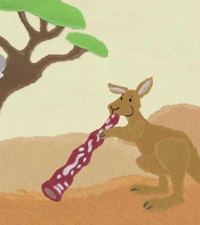 Ein Känguru spielt Didgeridoo