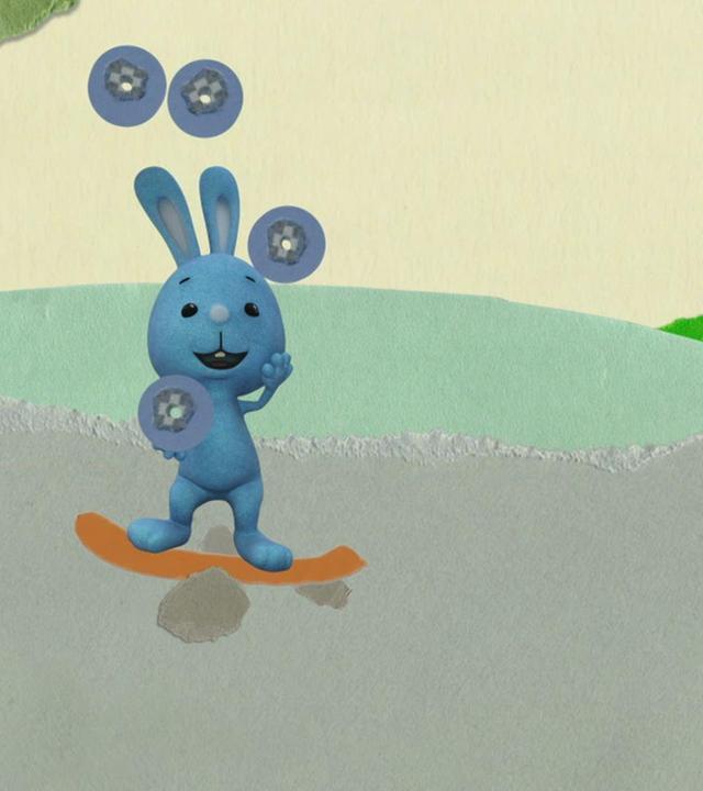 Ein Skateboard hilft beim Jonglieren