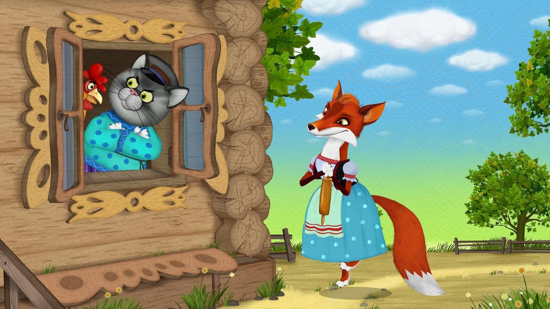 Füchsin, Kater und Gockel