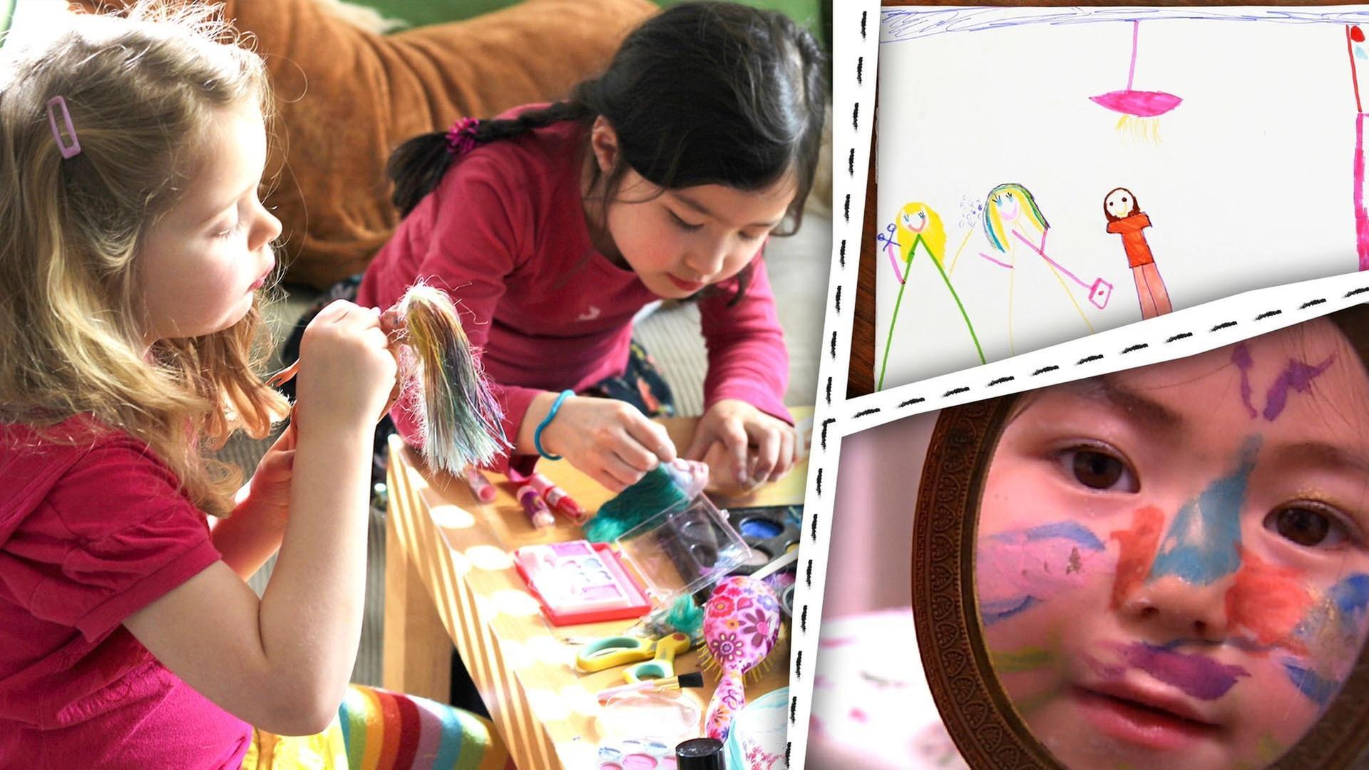 Haare und Make-up, wir schminken uns und spielen Frisör