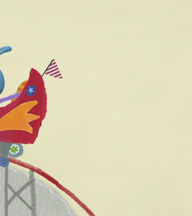 Kikaninchen fährt auf dem Rummel Achterbahn