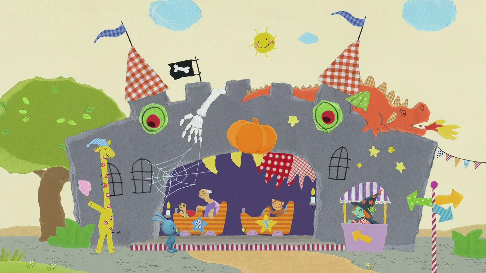 Kikaninchen fährt auf dem Rummel Geisterbahn