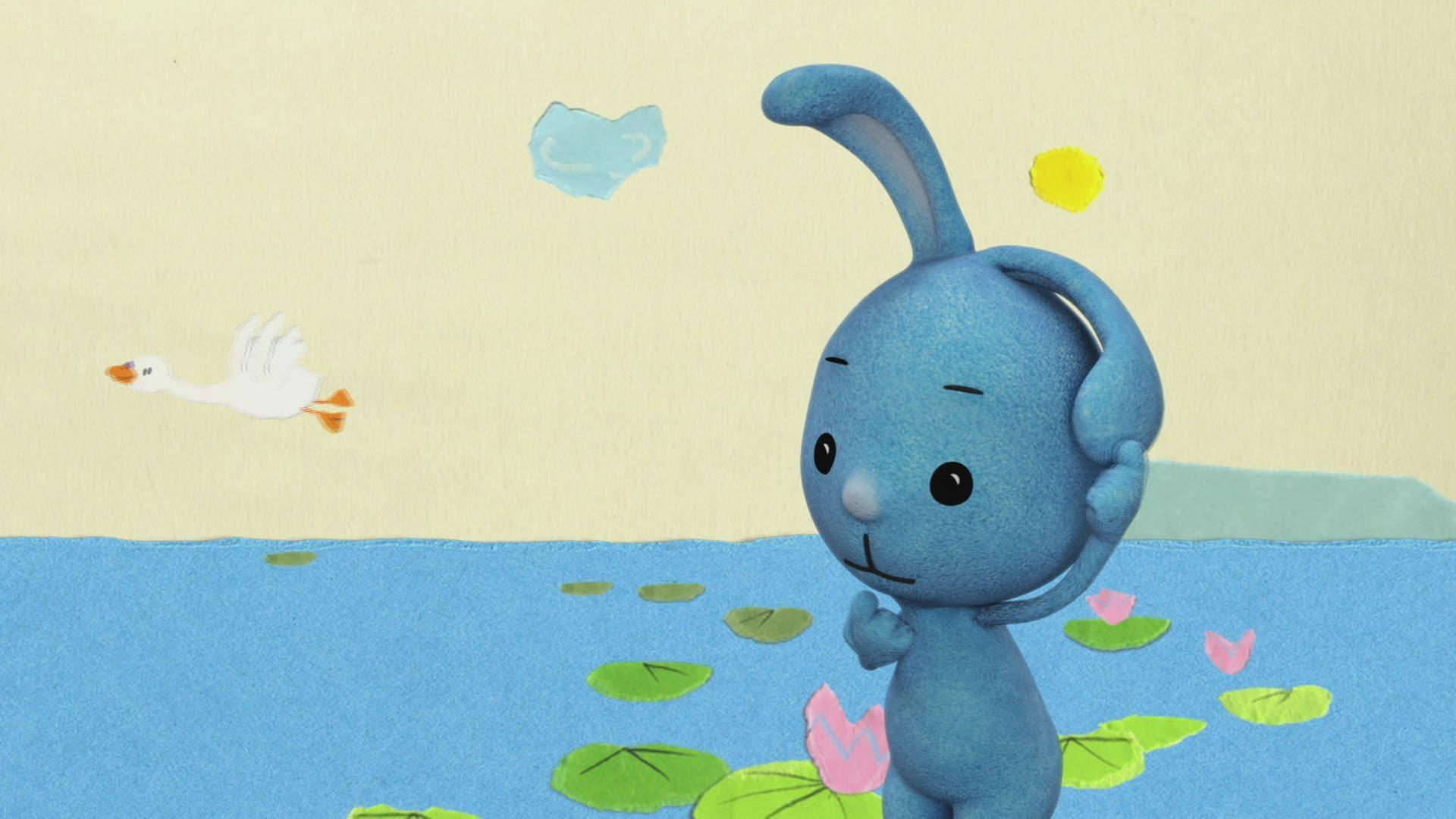 Kikaninchen fliegt auf einem Schwan