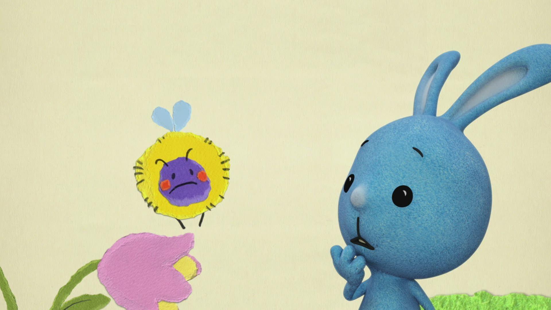 Kikaninchen gibt einer dicken Hummel Starthilfe