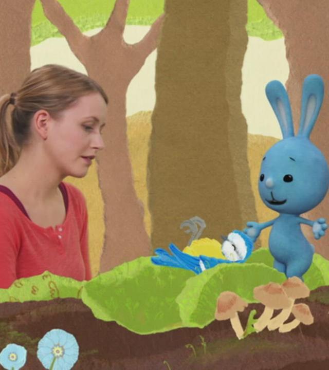 Kikaninchen und Anni beerdigen die Blaumeise