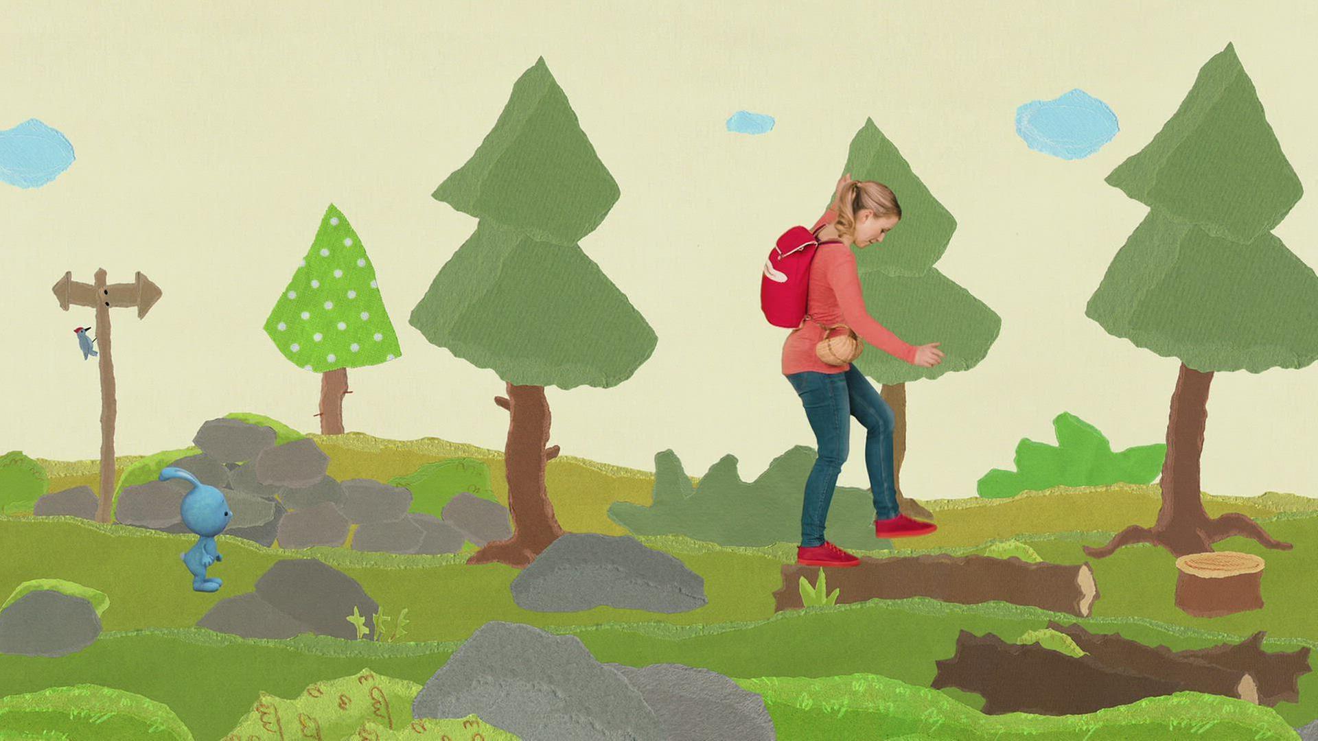 Kikaninchen und Anni haben eine Wunderminute an einer Quelle