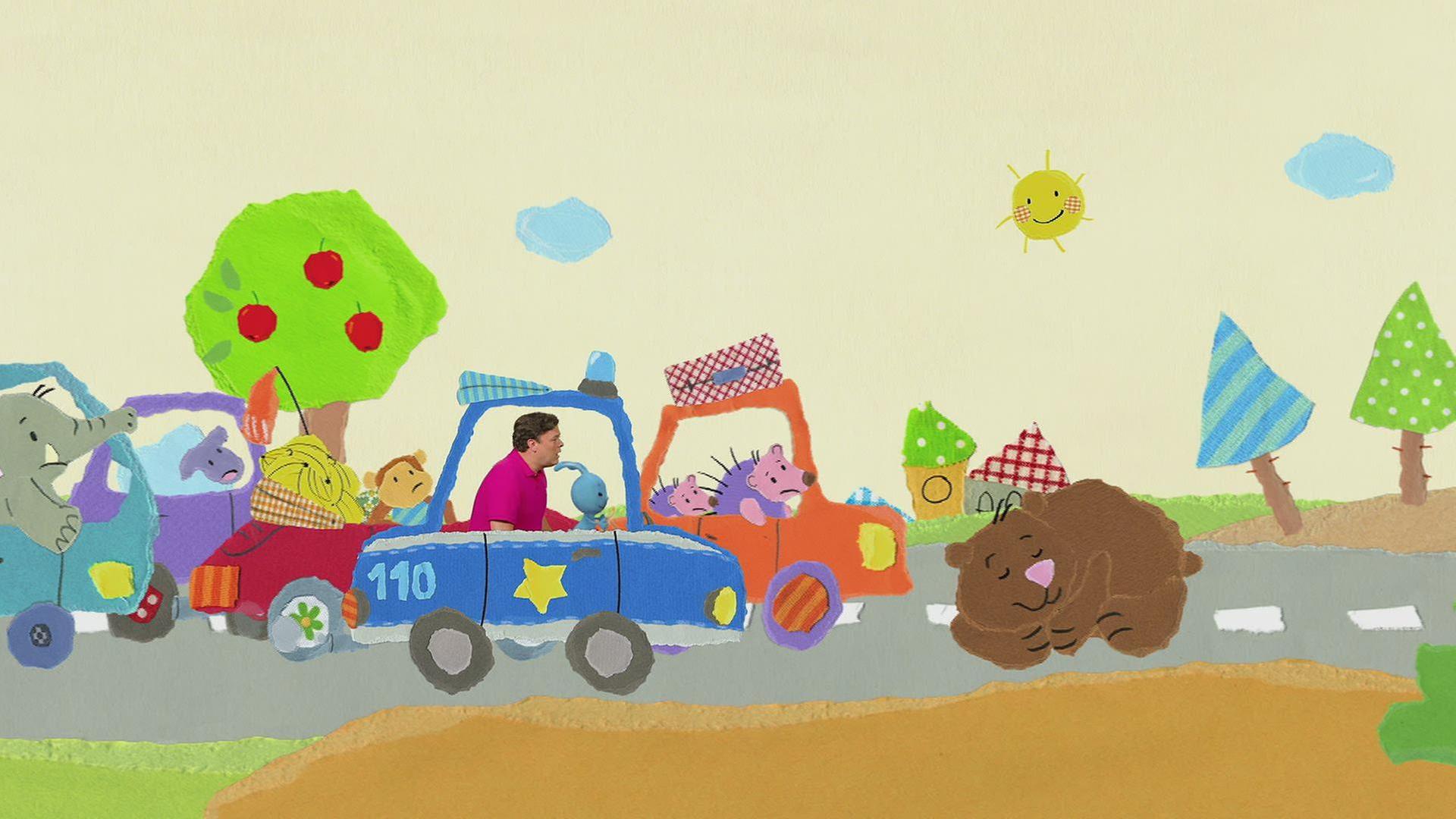 Kikaninchen und Christian regeln den Verkehr