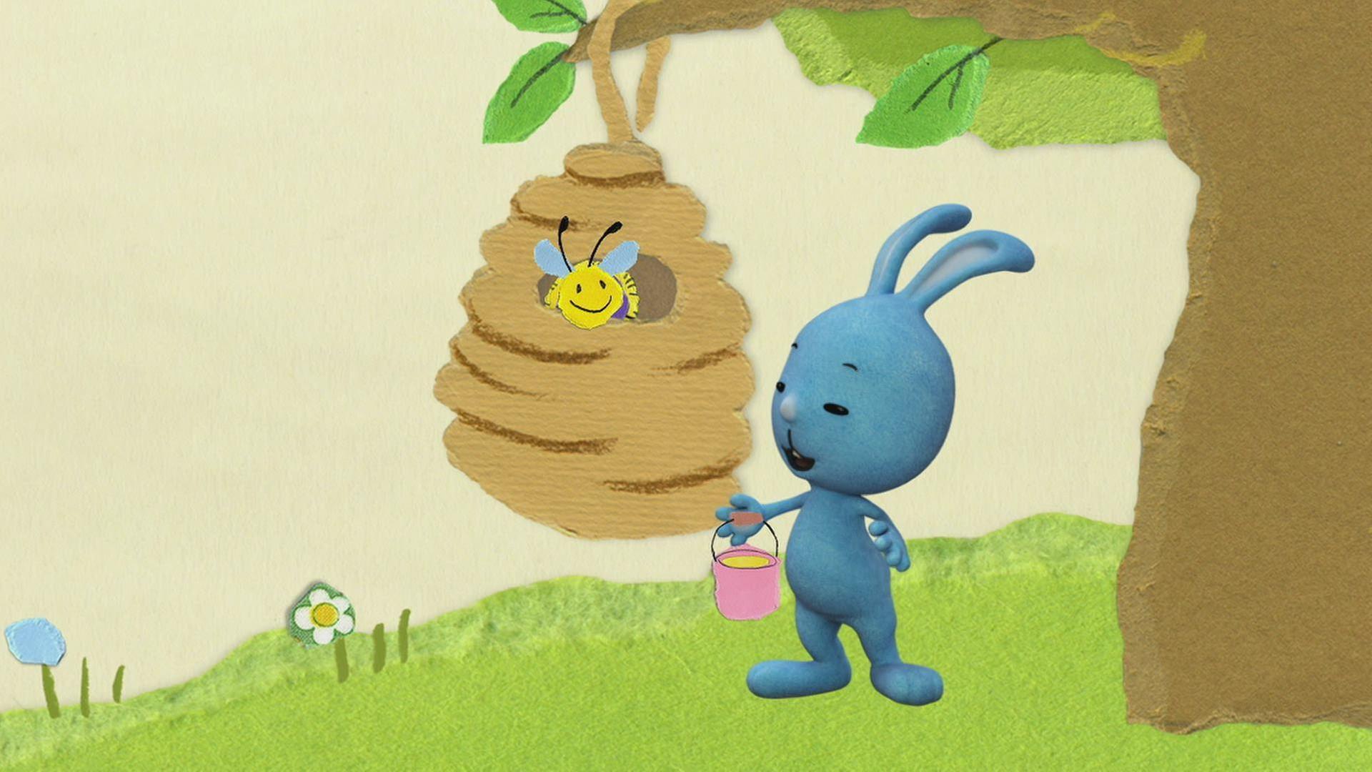 Kikaninchen und die Biene tollen herum