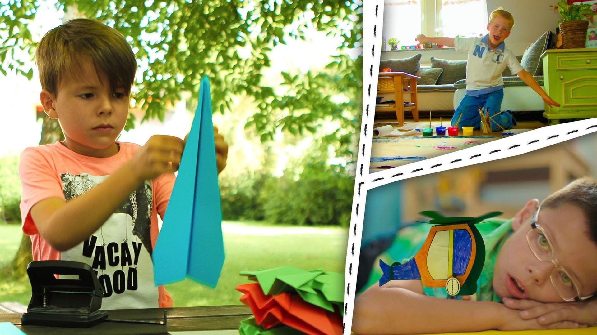 Wir basteln Papierflieger und malen einen Flughafen