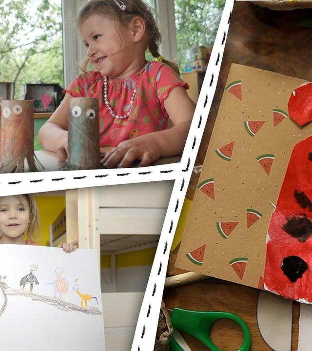 Wir malen und basteln Tiere aus Eierkarton und Papierrollen