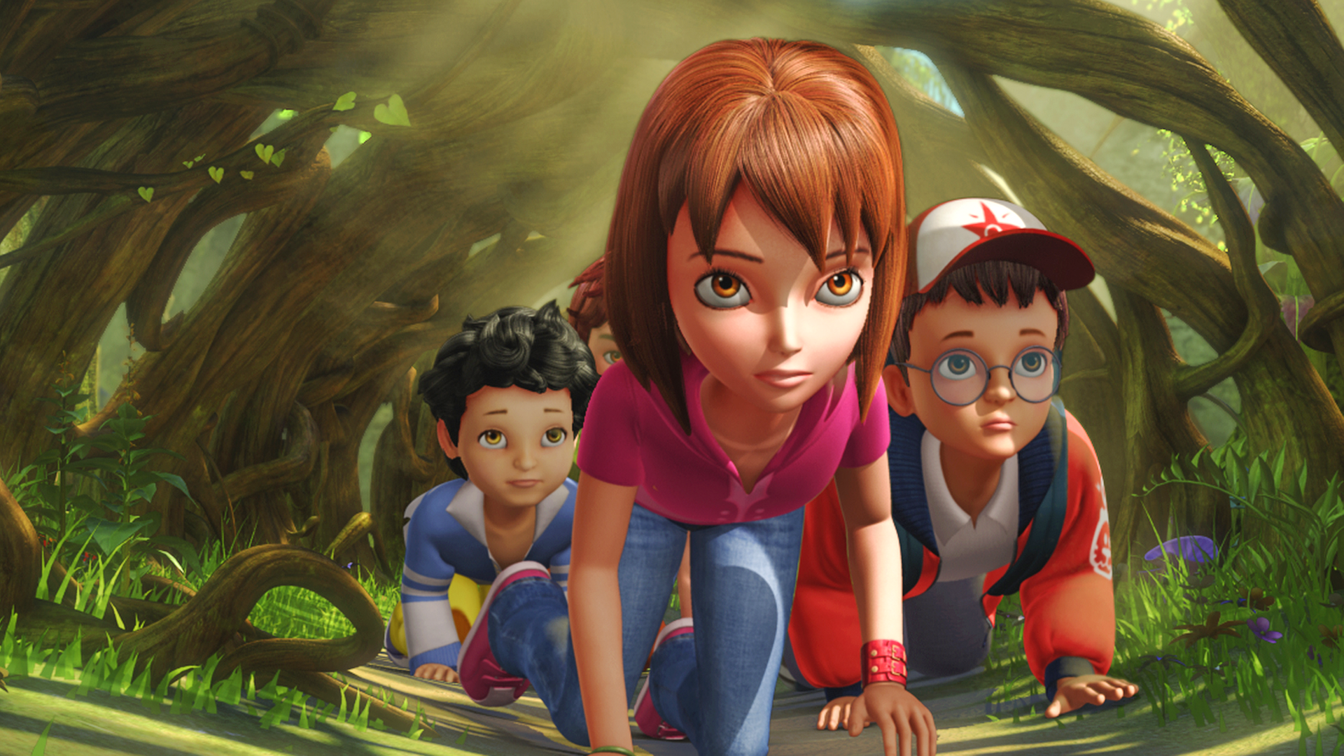 Die Meute befindet sich unter Führung Wendys auf Lauerstation im Gebüsch.