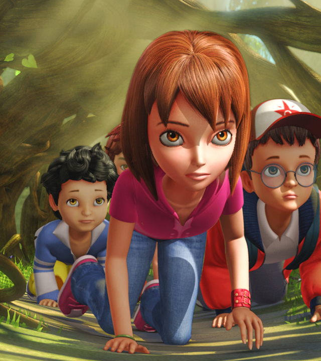 Die Meute befindet sich unter Führung Wendys auf Lauerstation im Gebüsch.