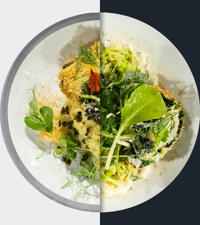 In Wirsing gedämpfter und frittierter Kabeljau 