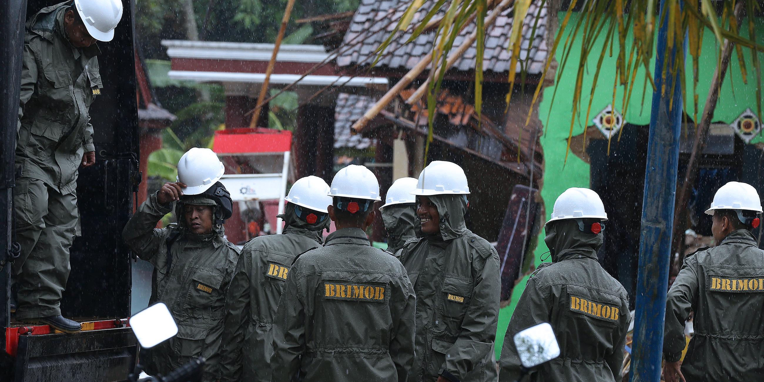 Aufräumarbeiten nach Tsunami in Indonesien, aufgenommen am 27.12.2018