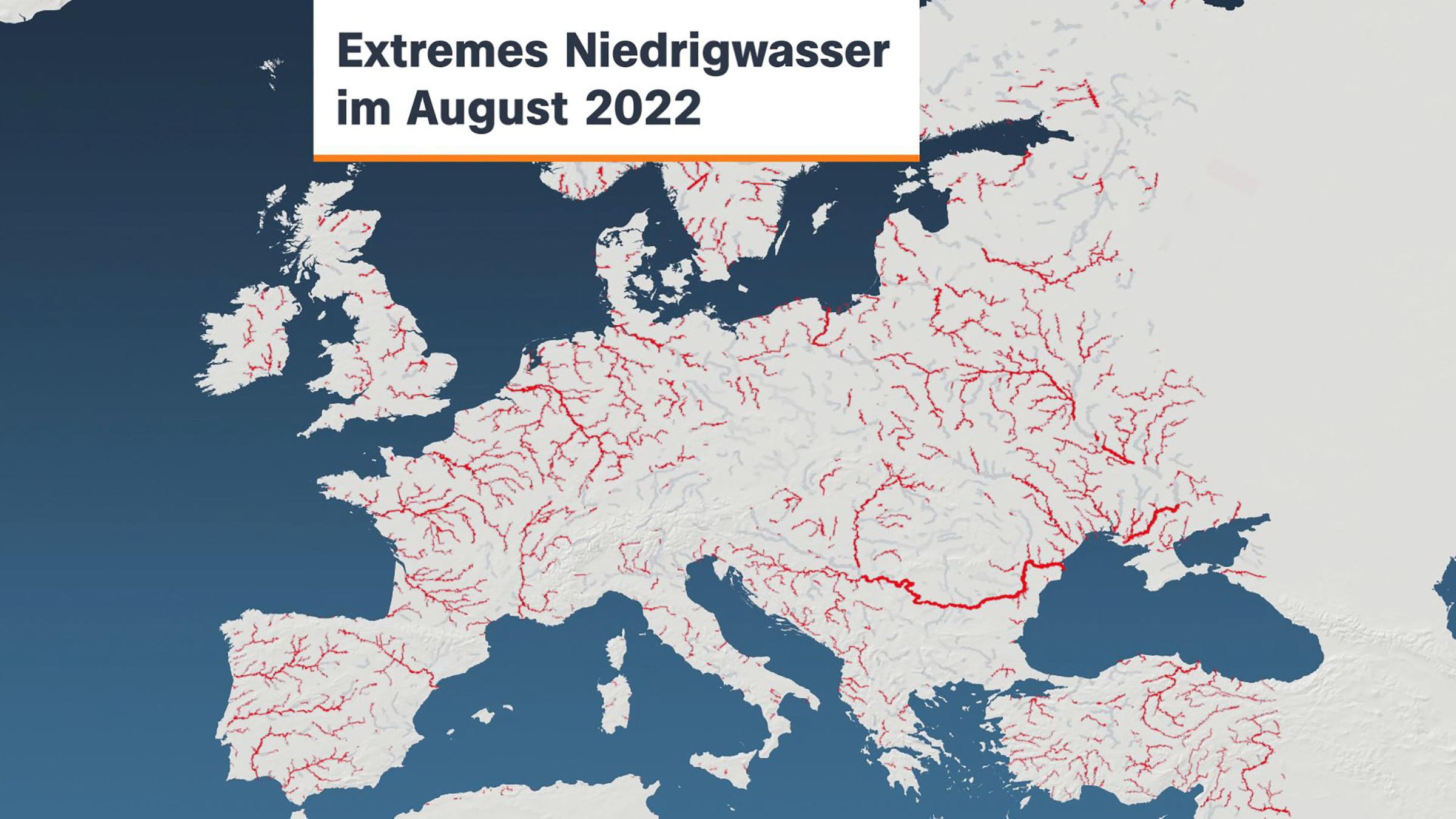 Infografik: Extremes Niedrigwasser im August 2022