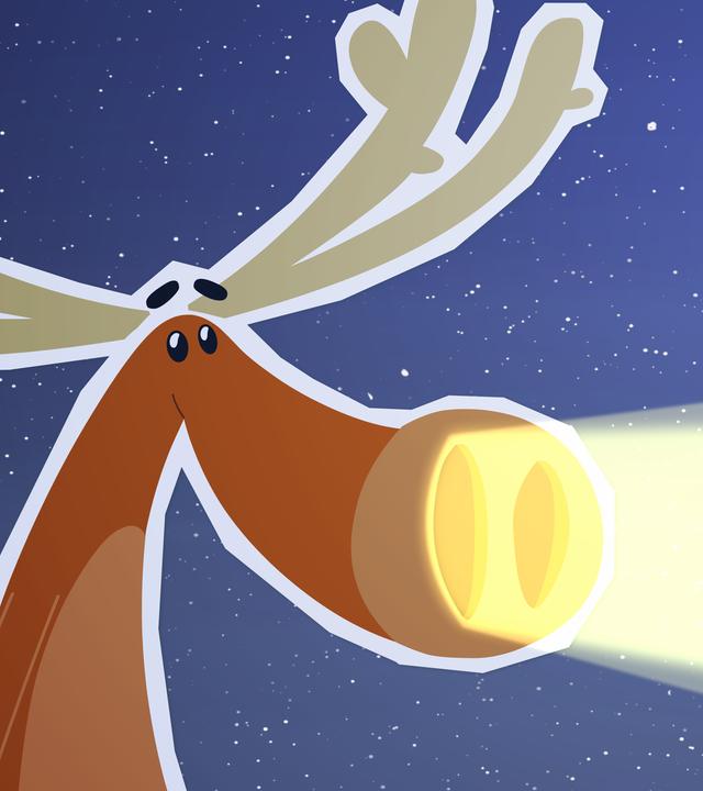 Es leuchten helle Strahlen aus Huberts Nasenlöchern.