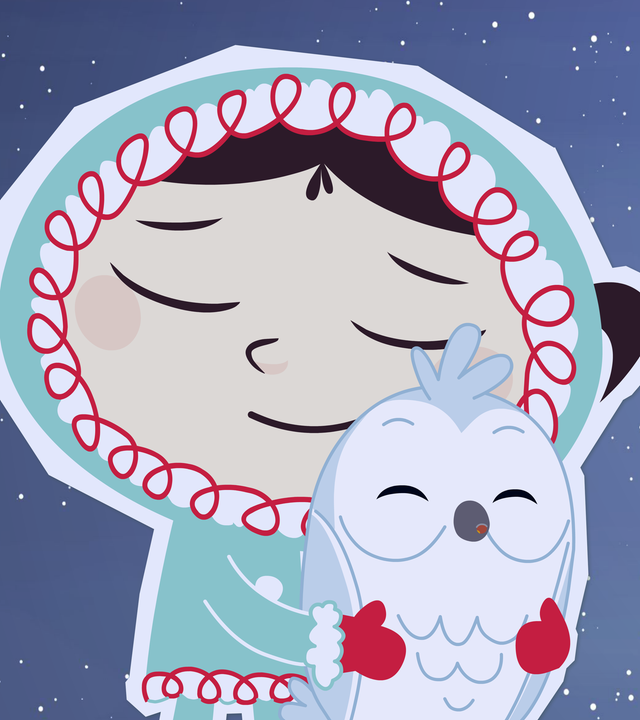 Inui freundet sich mit einer kleinen Eule an.