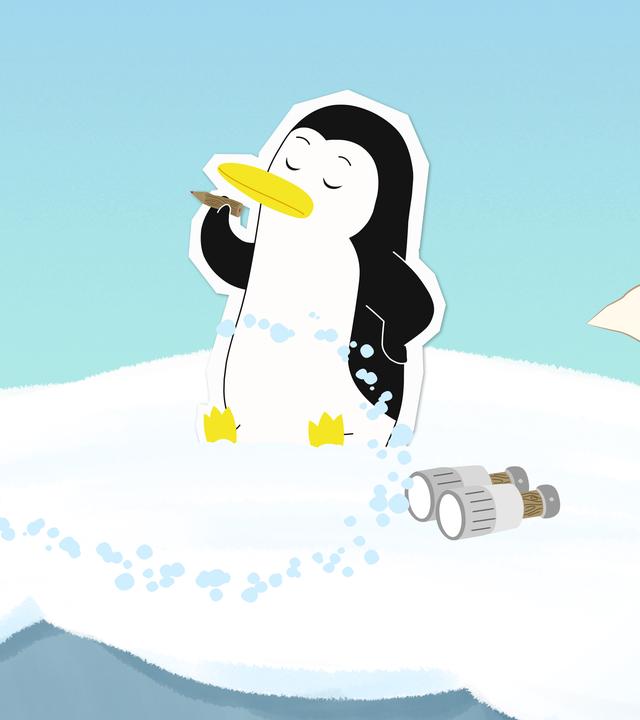 Lissy merkt nicht, dass ihre Strickmusterzeichnung wegfliegt