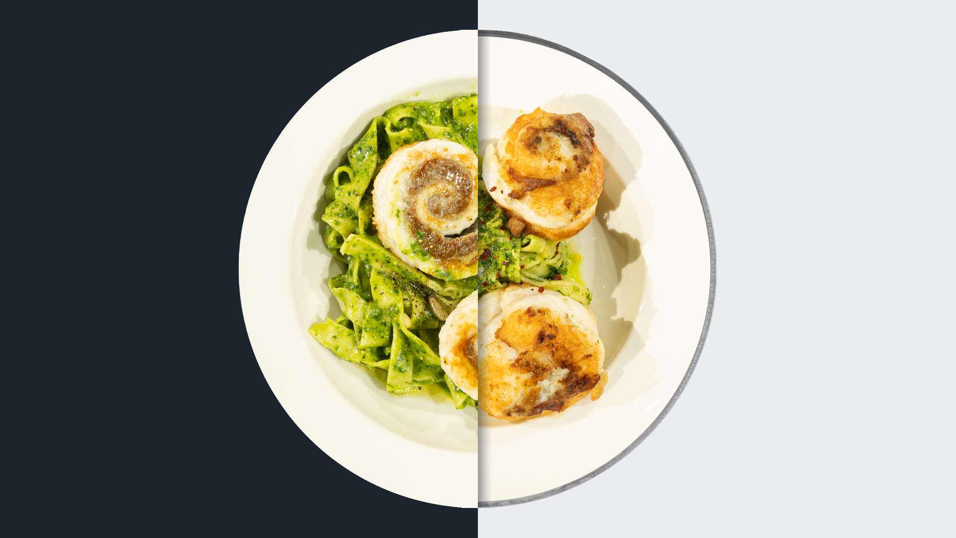 Involtini von der Seezunge mit Kapern-Oliven-Füllung und Kräuter-Pasta