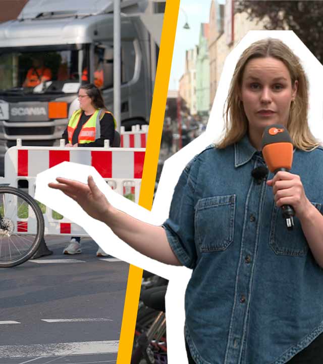 Menschen auf den Straßen und Absperrband