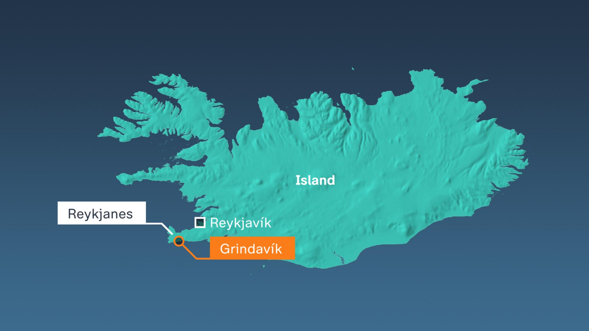 Auf der Reykjanes-Halbinsel im Südwesten Islands droht ein Vulkanausbruch
