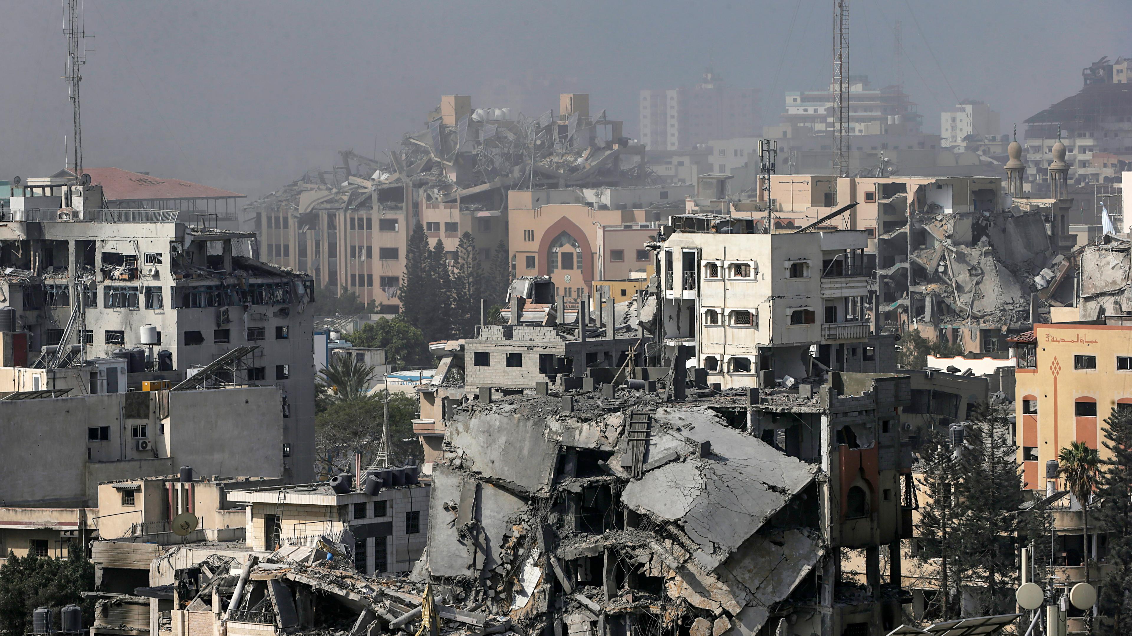 Zerbombte Häuser nach Luftangriff