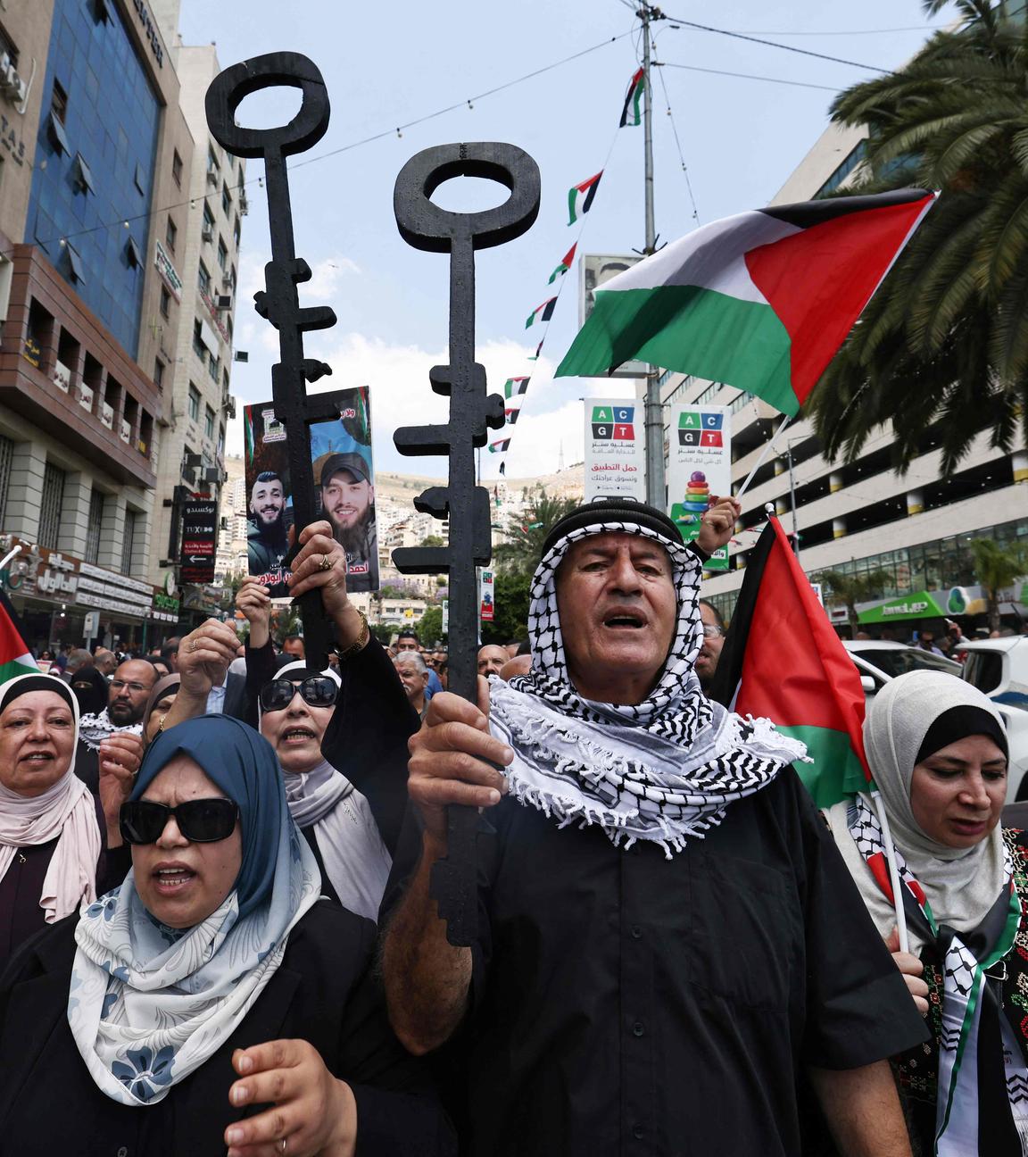 Palästinenser protestieren am Nakbar-Tag im Norden des Westjordanlands