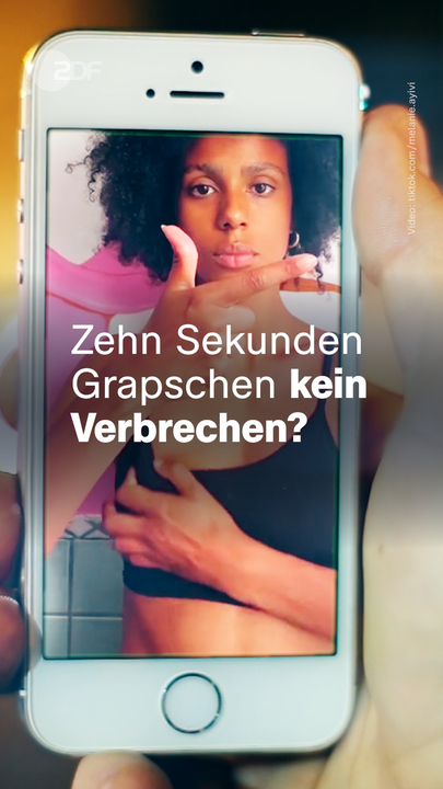 Das TikTok Video einer Frau, die auf das "Zehn-Sekunden-Grapsch“-Urteil reagiert. Auf einem Schriftzug steht "Zeh Sekunden Grapschen kein Verbrechen?"