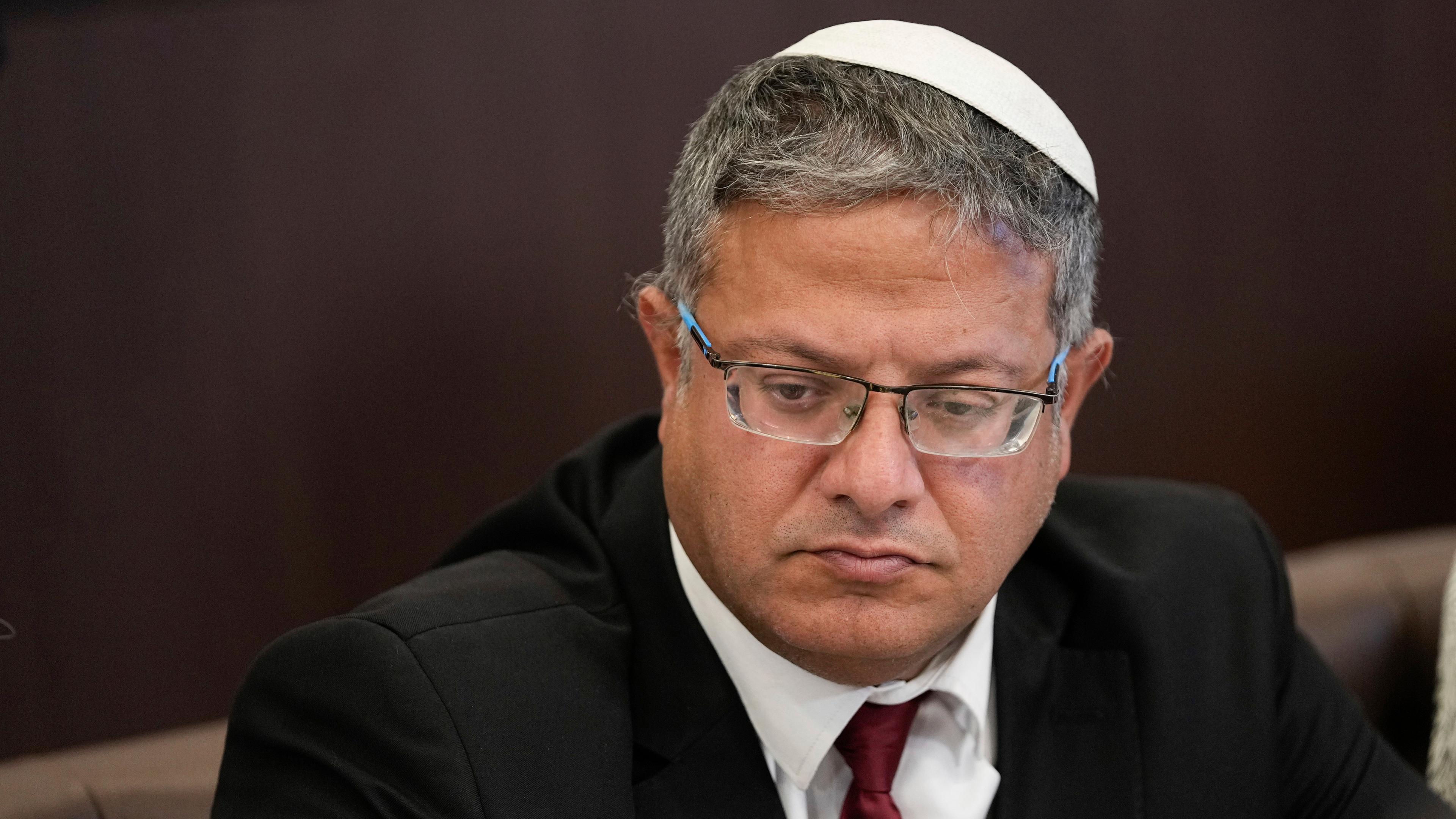 Archiv: Itamar Ben-Gvir, Minister für nationale Sicherheit von Israel, nimmt an der wöchentlichen Kabinettssitzung teil.