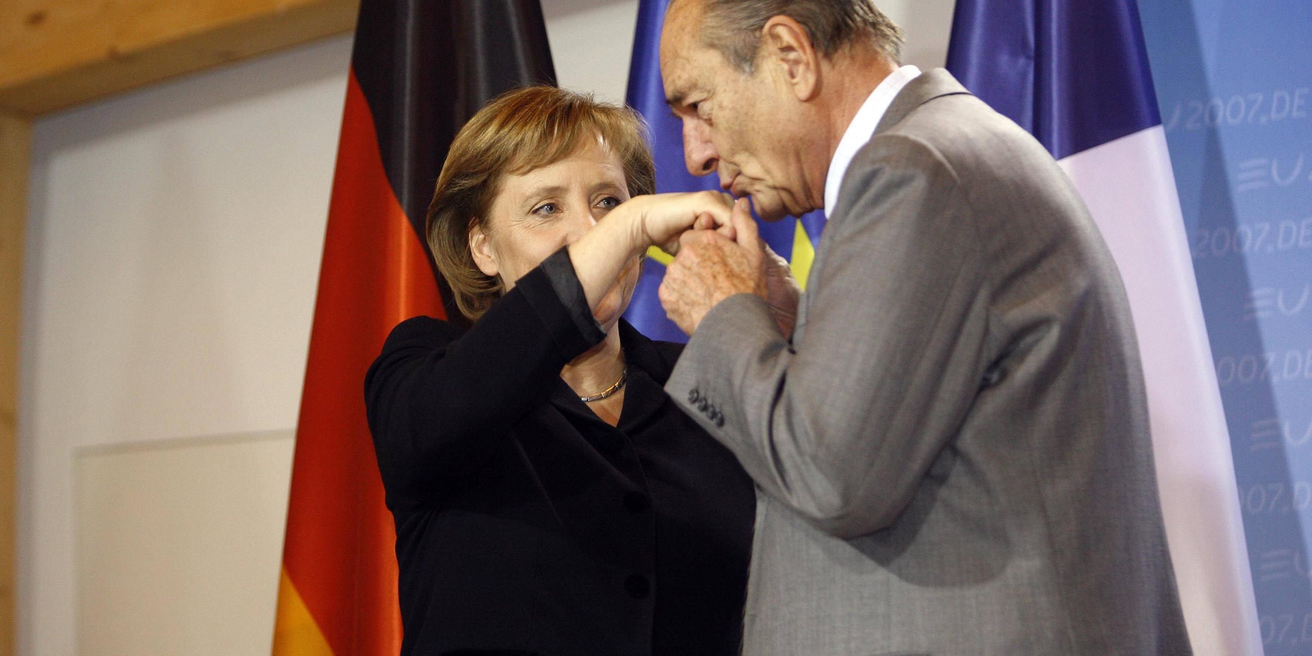 Archiv: Jacques Chirac und Nicolas Sarkozy am 24.02.2007 in Meseberg