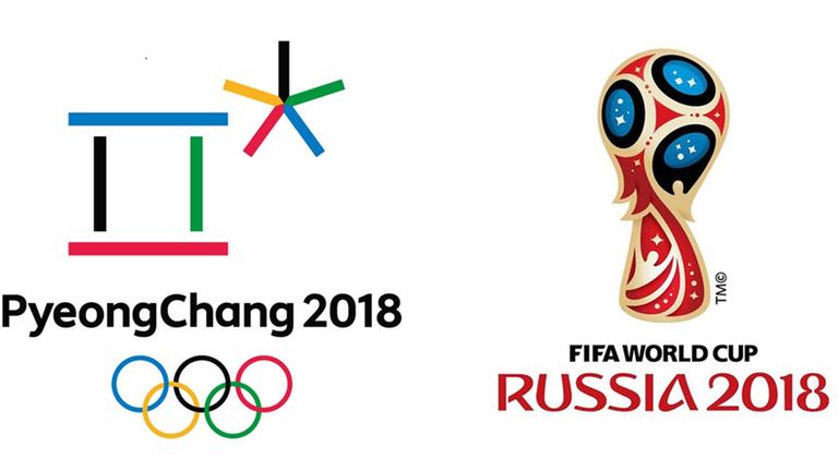 Logos PyeongChang 2018 und FIFA World Cup Russia 2018